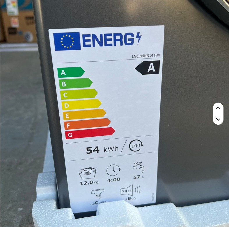 LG Washing Machine 12kg Front Loading Smart Wash Steam 15 Mins Quick Wash 1400RPM Dark Grey EU Standard a Class Energy Saving