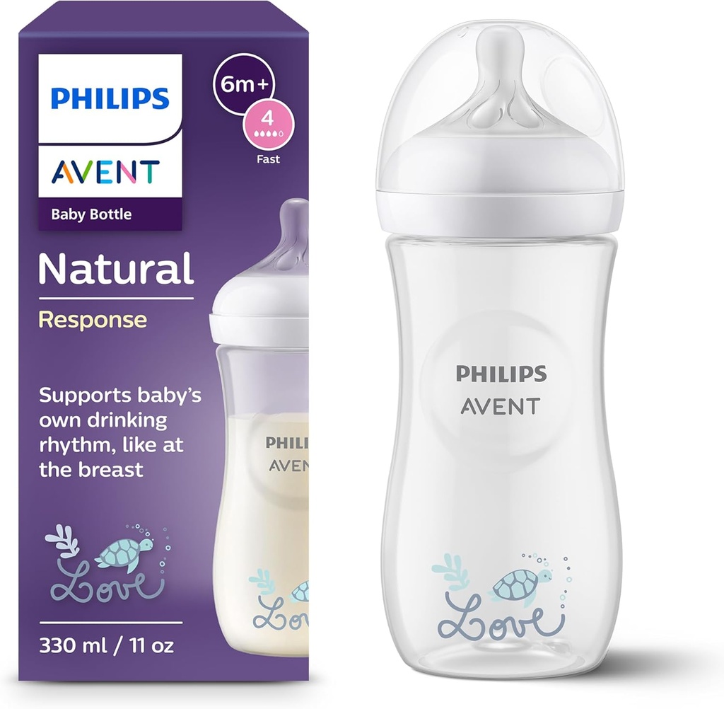 PHILIPS Avent, Natural Response Baby Bottle 330 ml with Flow 4 (3 mand Teat), SCY906/11